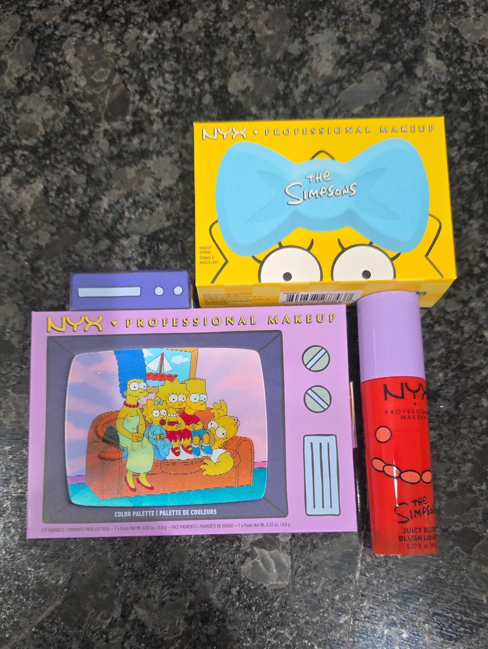 NYX The Simpsons Colab Eye Shadows, Jucy Blush Blush And Make Up Sponge NWT